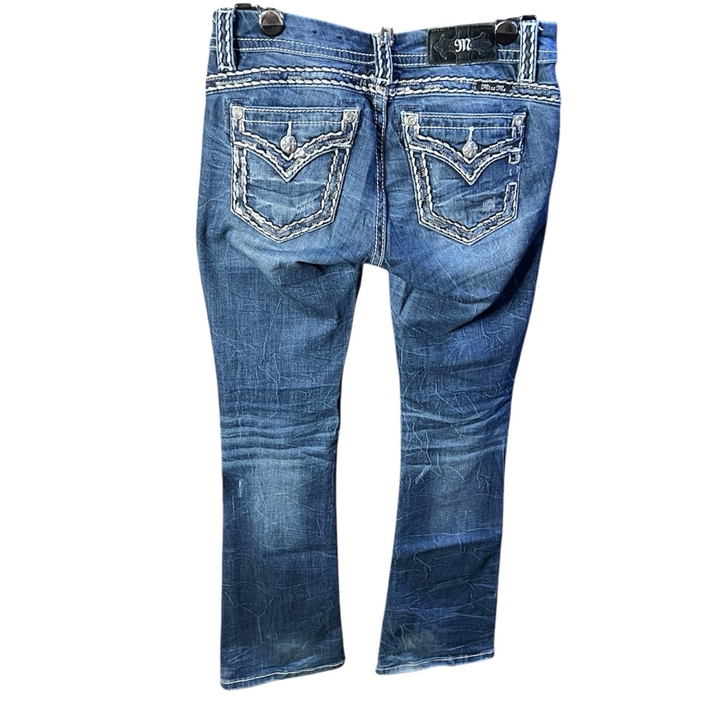 Miss me mid rise signature boot cut jeans bling pockets size 27